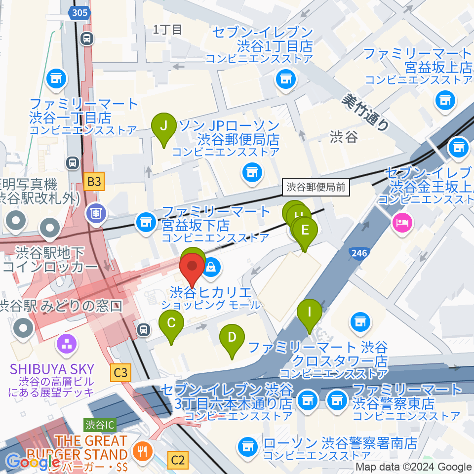 渋谷ヒカリエ 8/（ハチ）周辺の駐車場・コインパーキング一覧地図