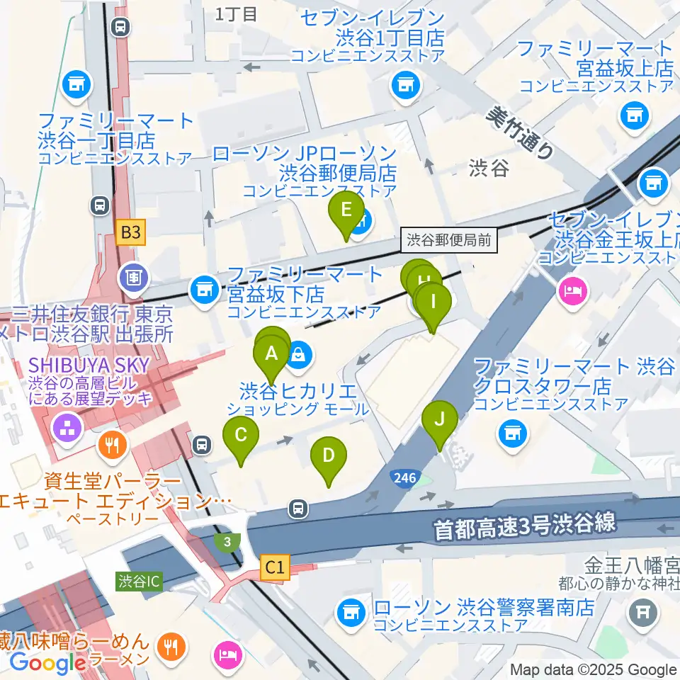 渋谷ヒカリエ 8/(ハチ)周辺の駐車場・コインパーキング一覧地図
