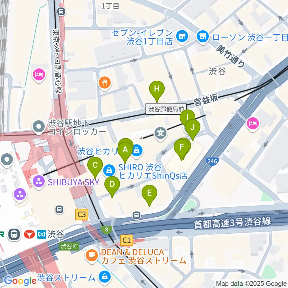 渋谷ヒカリエ 8/(ハチ)周辺の駐車場・コインパーキング一覧地図