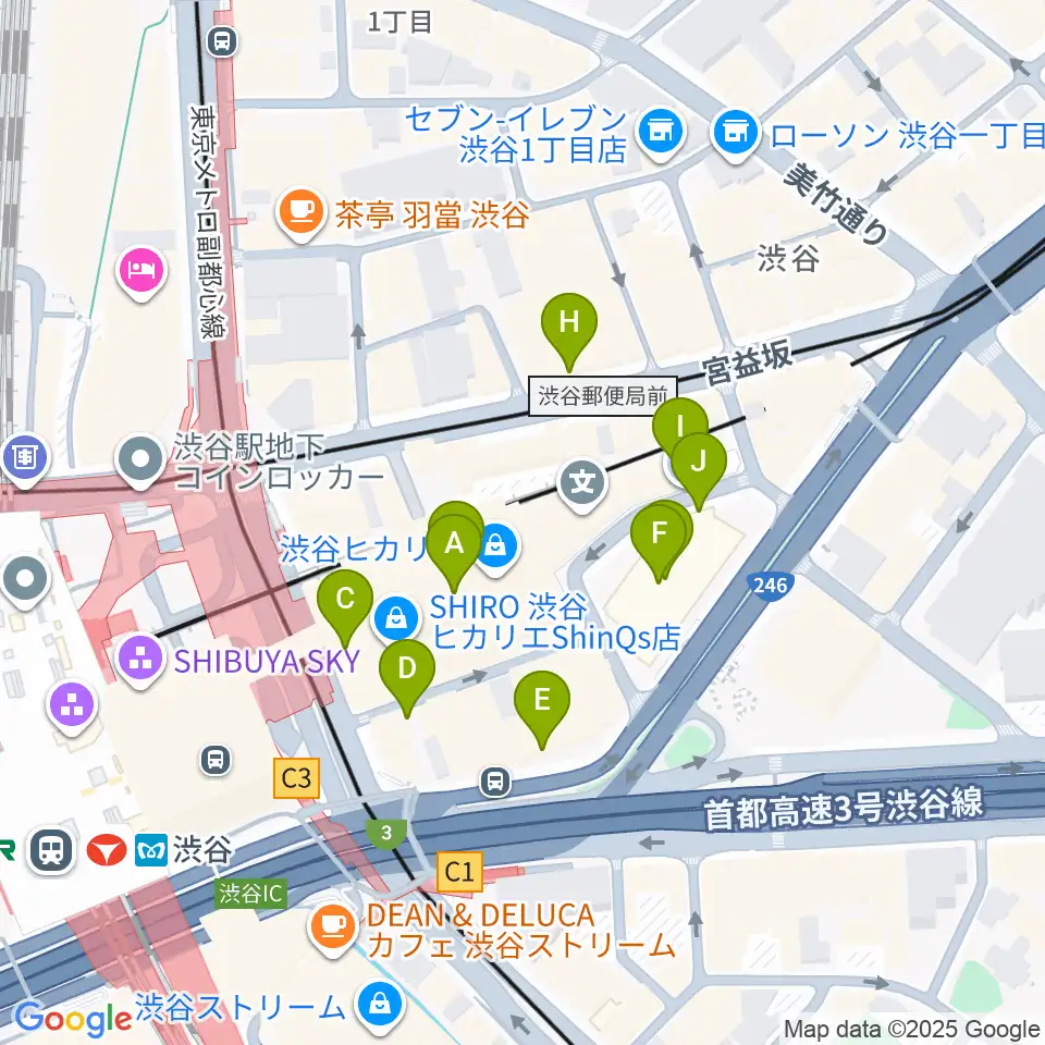 渋谷ヒカリエ 8/(ハチ)周辺の駐車場・コインパーキング一覧地図