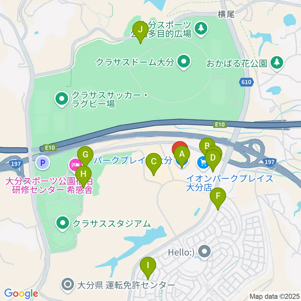 島村楽器 パークプレイス大分店周辺の駐車場・コインパーキング一覧地図