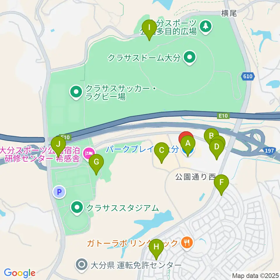 島村楽器 パークプレイス大分店周辺の駐車場・コインパーキング一覧地図