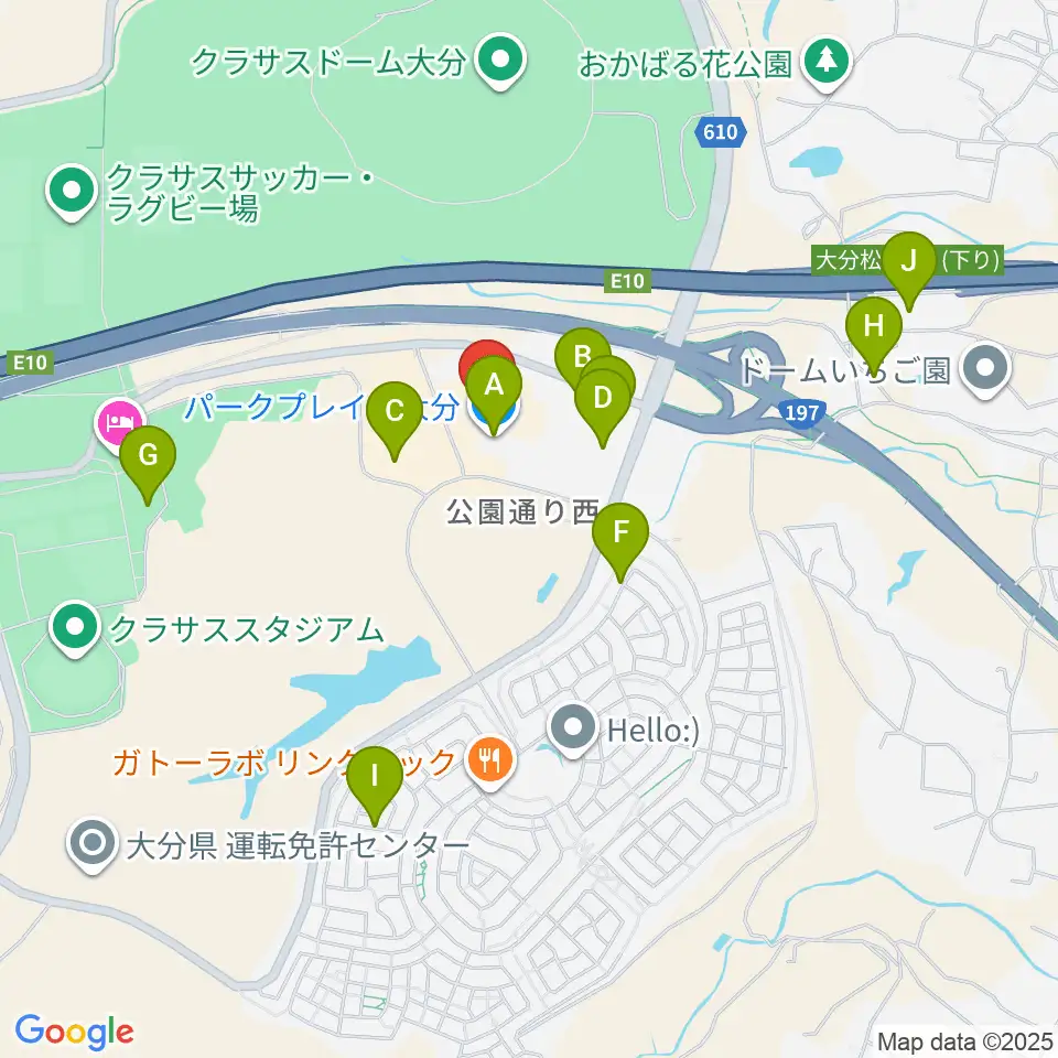 島村楽器 パークプレイス大分店周辺の駐車場・コインパーキング一覧地図