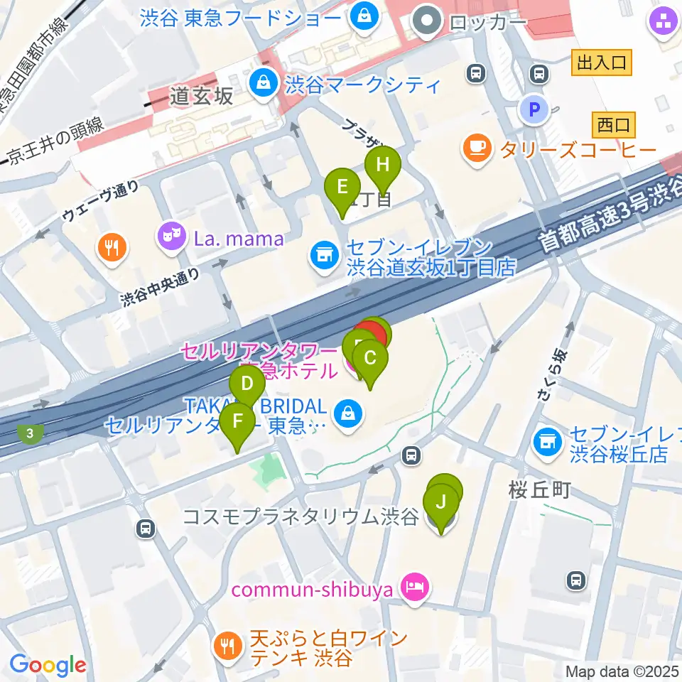 セルリアンタワー能楽堂周辺の駐車場・コインパーキング一覧地図