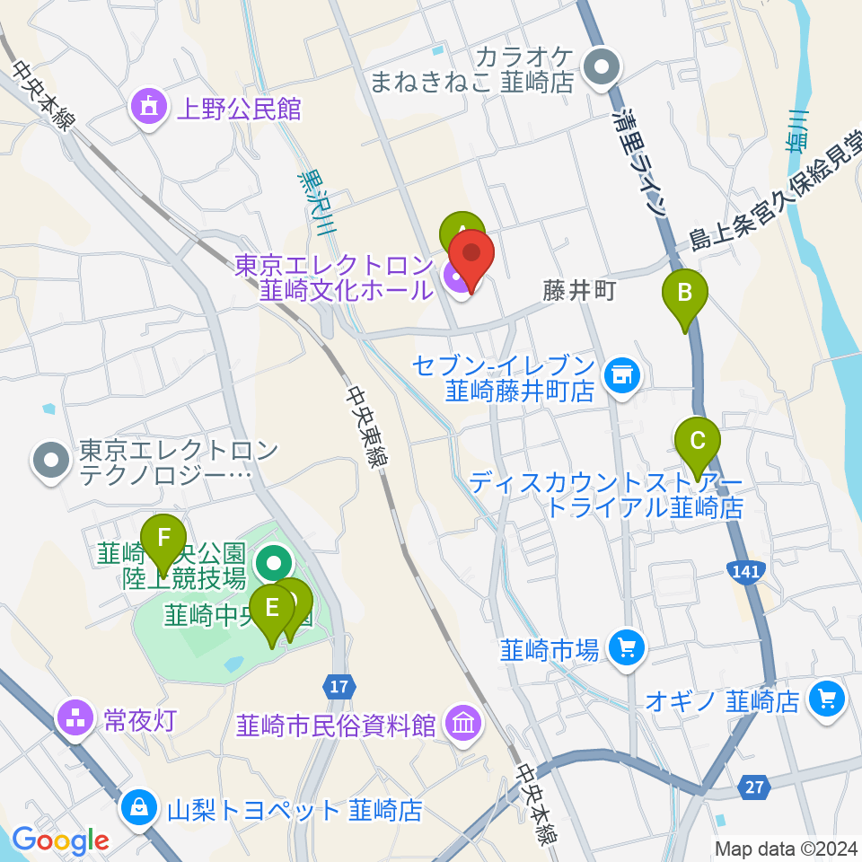 東京エレクトロン韮崎文化ホール周辺の駐車場・コインパーキング一覧地図