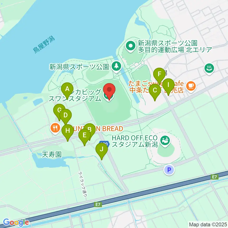デンカビッグスワンスタジアム周辺の駐車場・コインパーキング一覧地図
