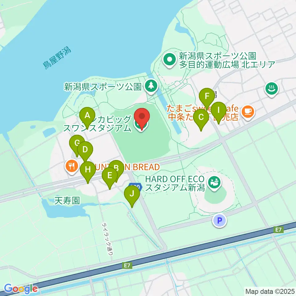 デンカビッグスワンスタジアム周辺の駐車場・コインパーキング一覧地図