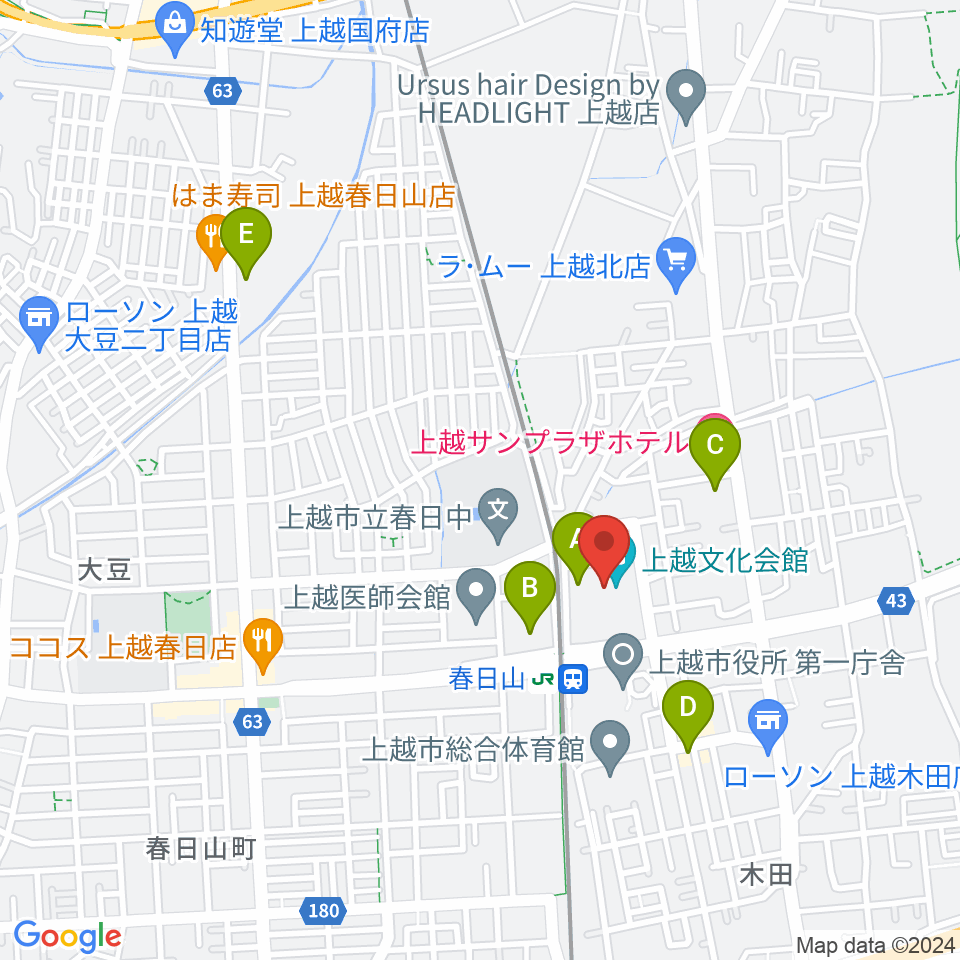 上越文化会館周辺の駐車場・コインパーキング一覧地図