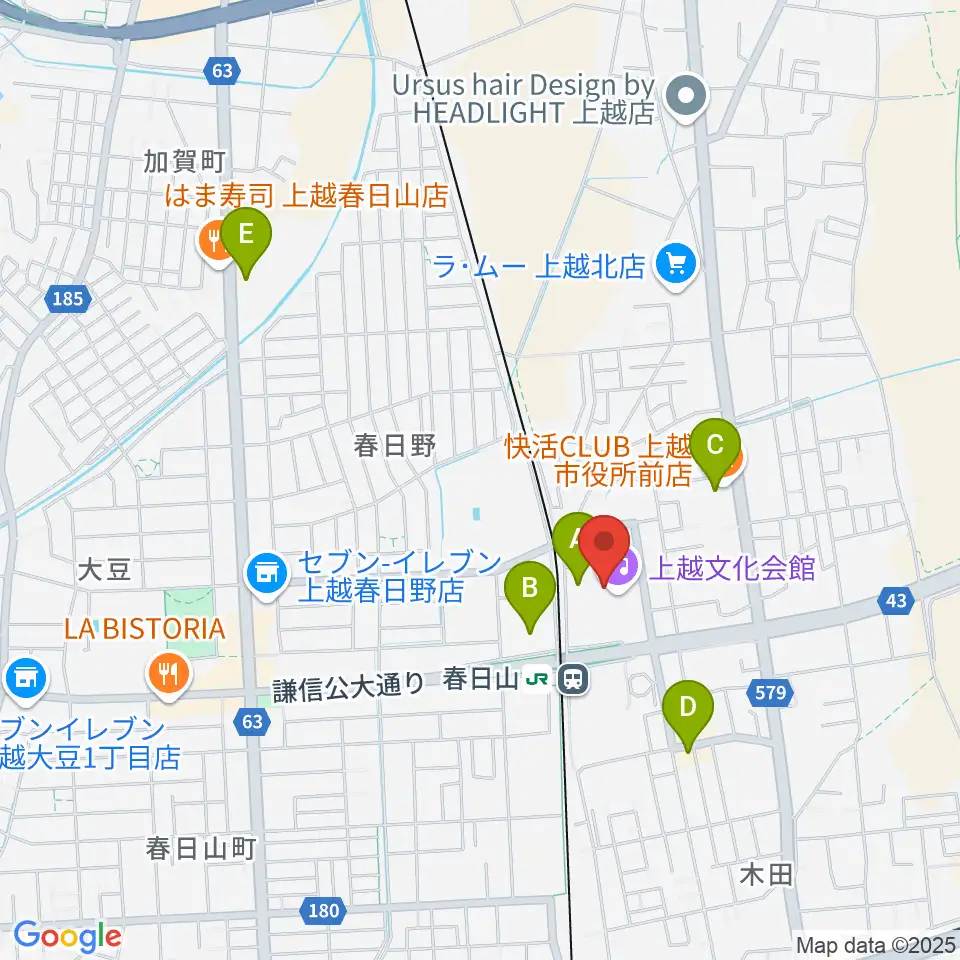 上越文化会館周辺の駐車場・コインパーキング一覧地図