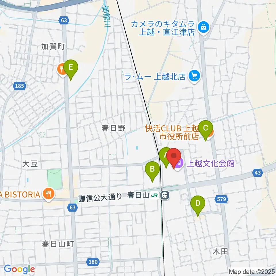 上越文化会館周辺の駐車場・コインパーキング一覧地図