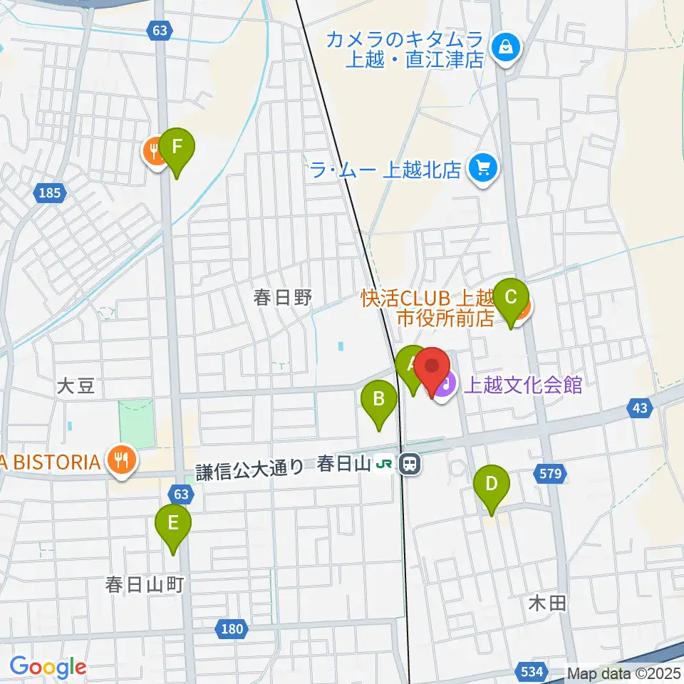 上越文化会館周辺の駐車場・コインパーキング一覧地図