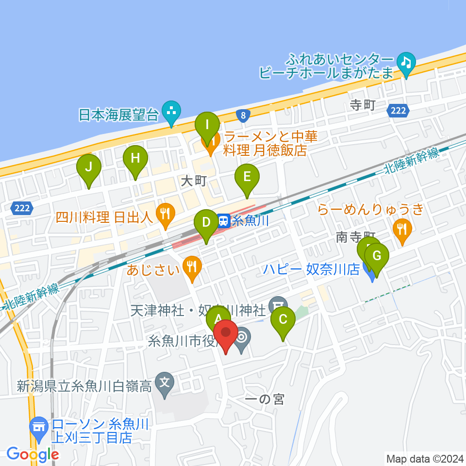 糸魚川市民会館周辺の駐車場・コインパーキング一覧地図