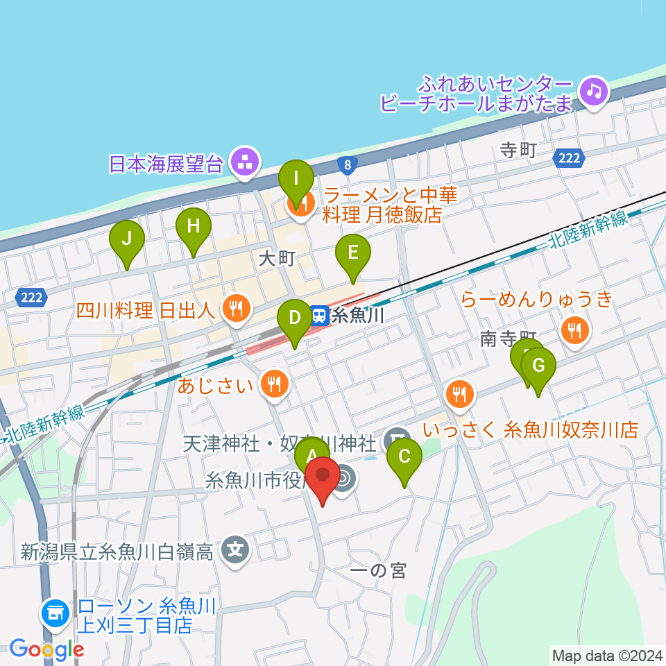 糸魚川市民会館周辺の駐車場・コインパーキング一覧地図