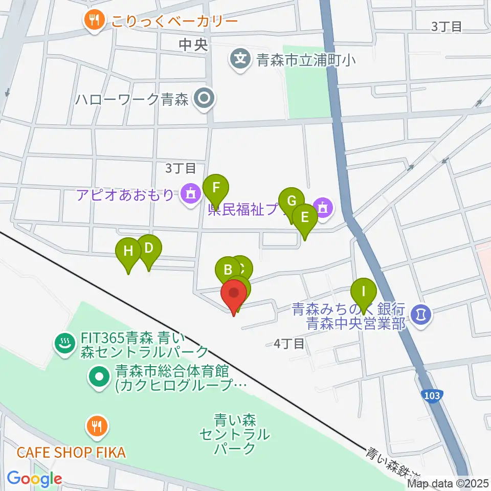 ティーズエレキギタークリニック青森周辺の駐車場・コインパーキング一覧地図