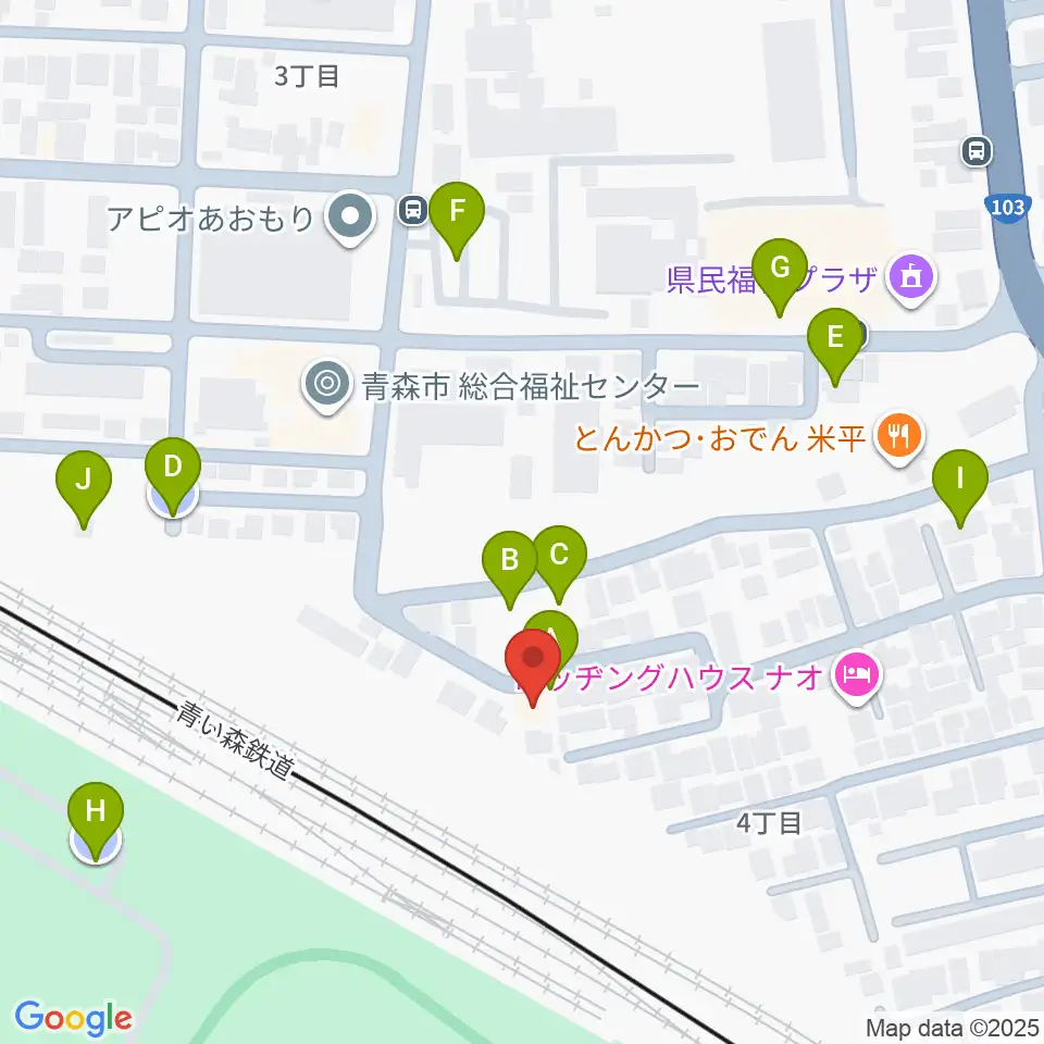 ティーズエレキギタークリニック青森周辺の駐車場・コインパーキング一覧地図