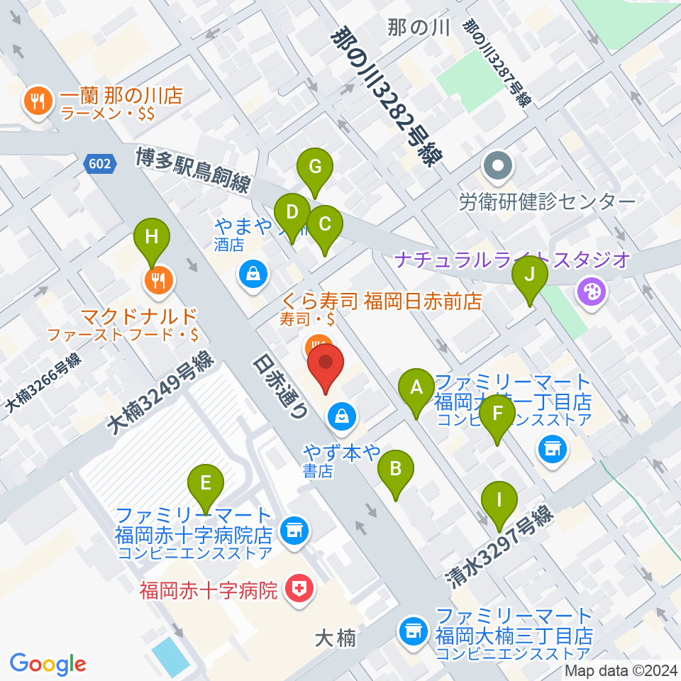 ピアノ百貨福岡店周辺の駐車場・コインパーキング一覧地図