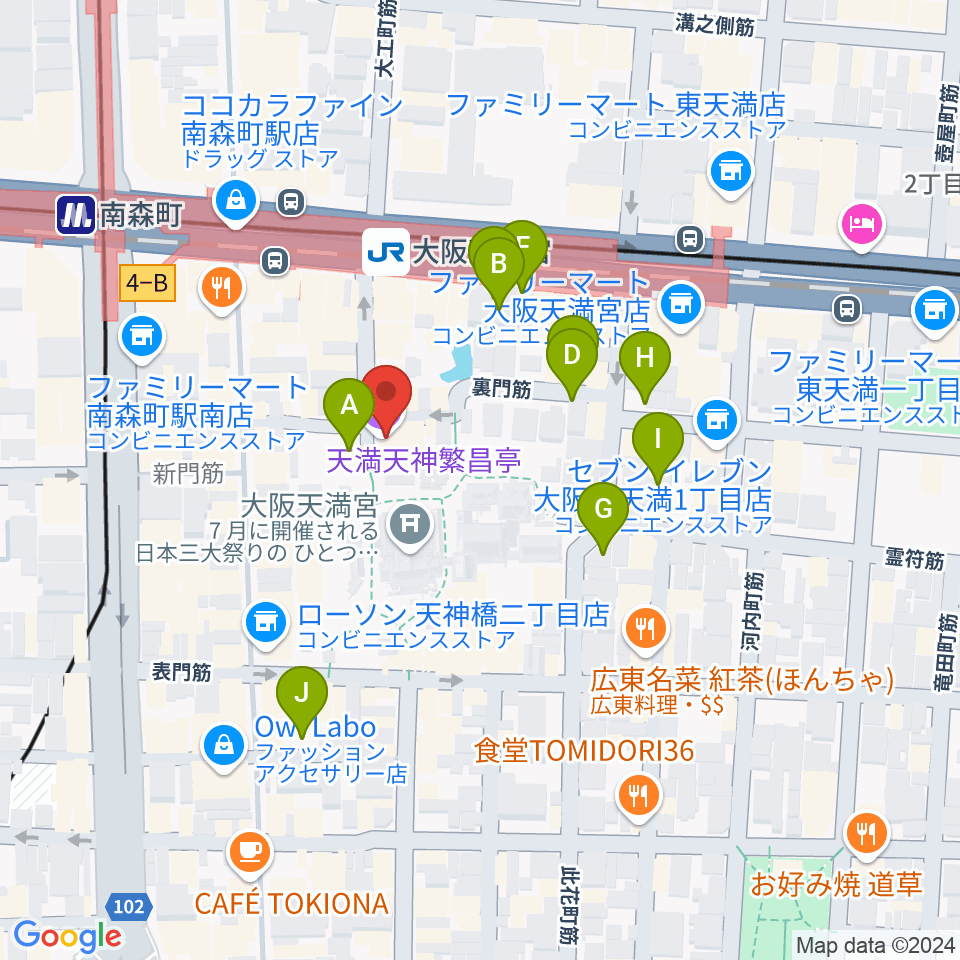 天満天神繁昌亭周辺の駐車場・コインパーキング一覧地図