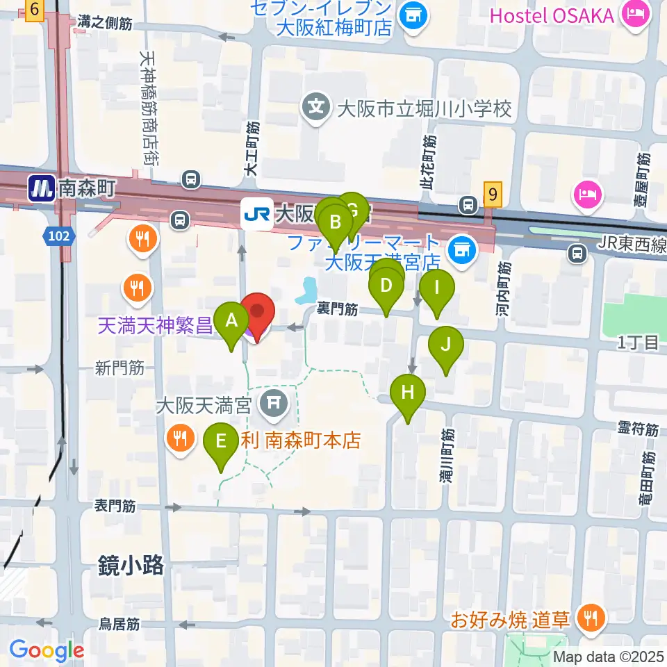 天満天神繁昌亭周辺の駐車場・コインパーキング一覧地図
