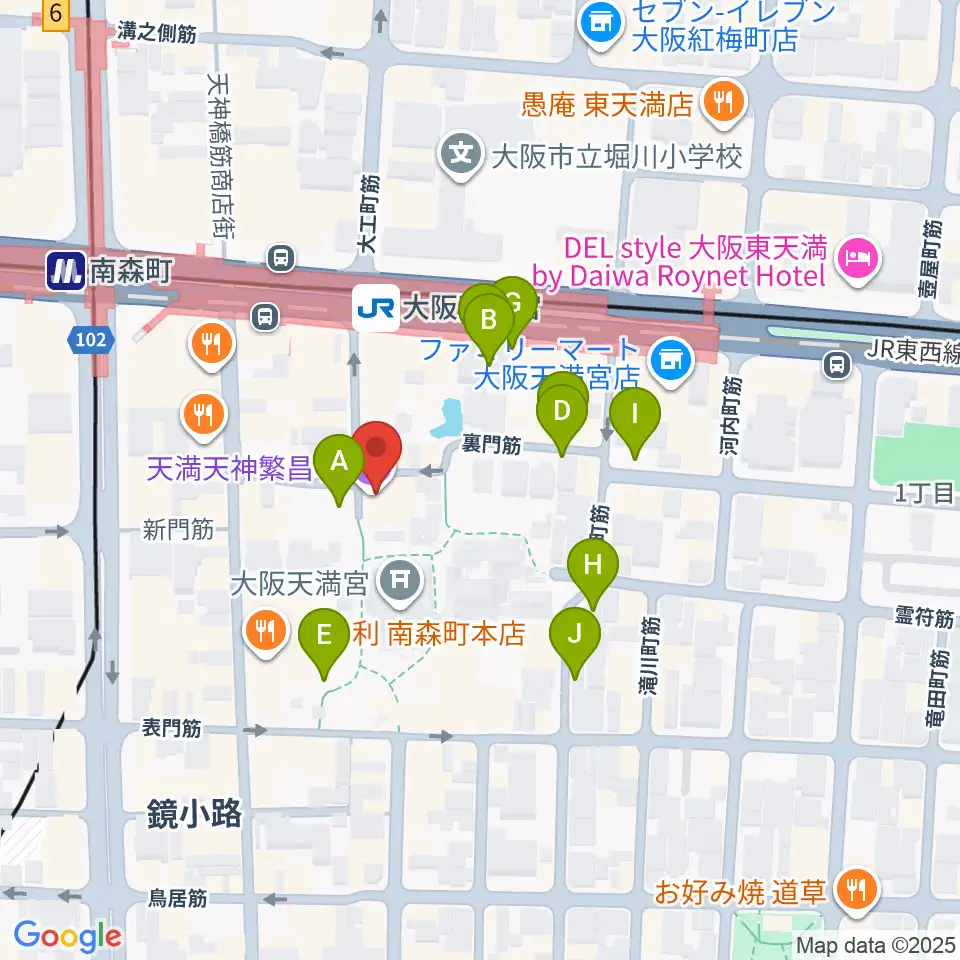 天満天神繁昌亭周辺の駐車場・コインパーキング一覧地図