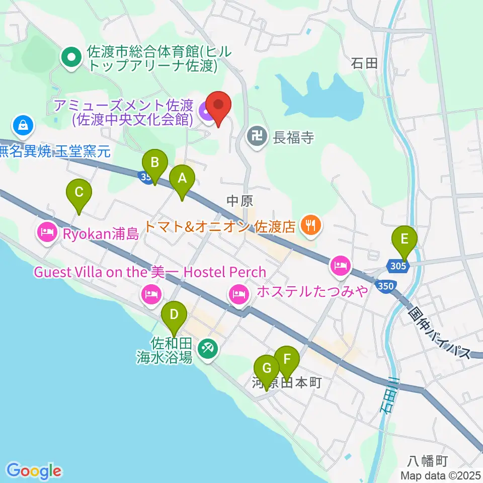 アミューズメント佐渡（佐渡中央文化会館）周辺の駐車場・コインパーキング一覧地図
