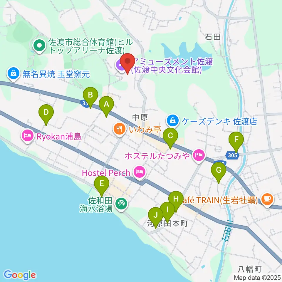アミューズメント佐渡（佐渡中央文化会館）周辺の駐車場・コインパーキング一覧地図