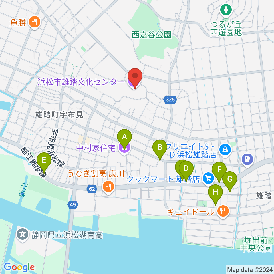 浜松市雄踏文化センター周辺の駐車場・コインパーキング一覧地図