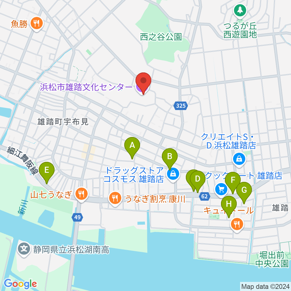 浜松市雄踏文化センター周辺の駐車場・コインパーキング一覧地図