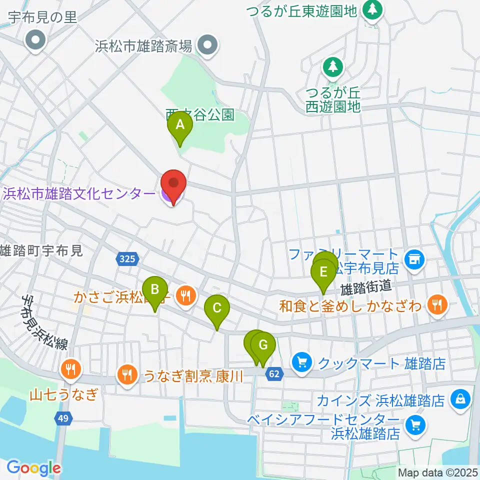 浜松市雄踏文化センター周辺の駐車場・コインパーキング一覧地図