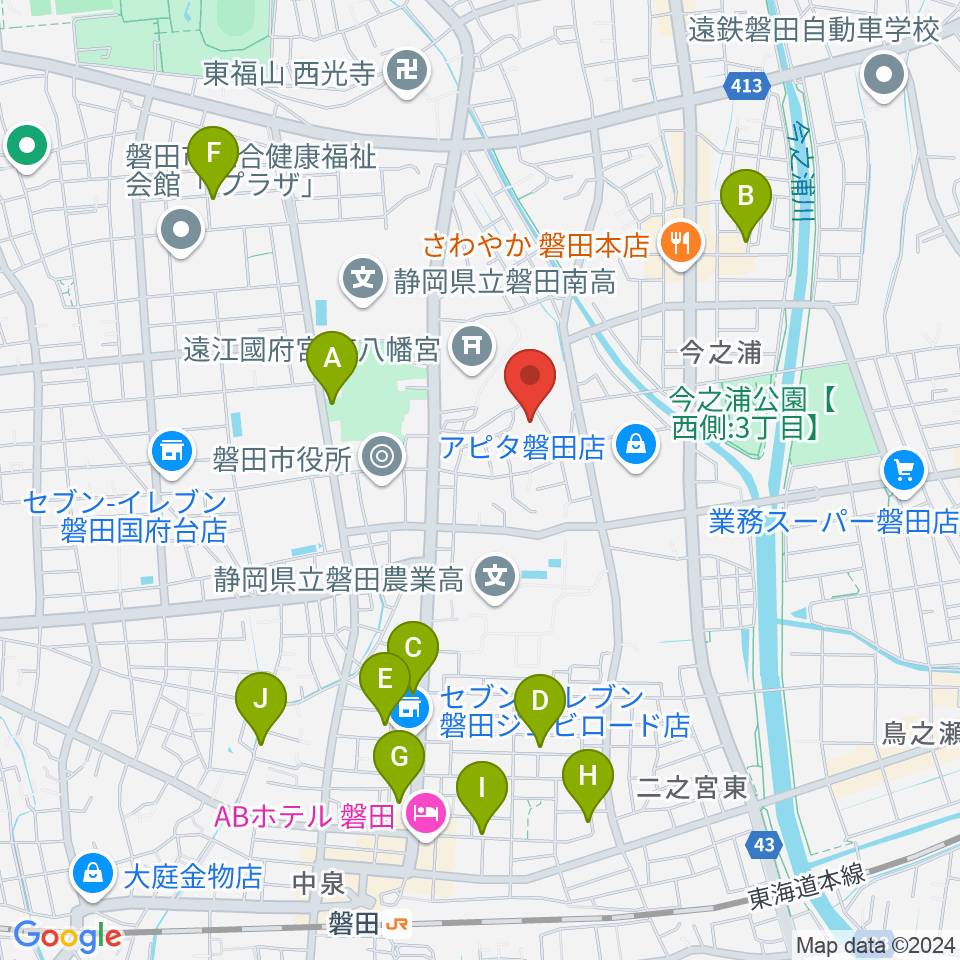 ワークピア磐田周辺の駐車場・コインパーキング一覧地図