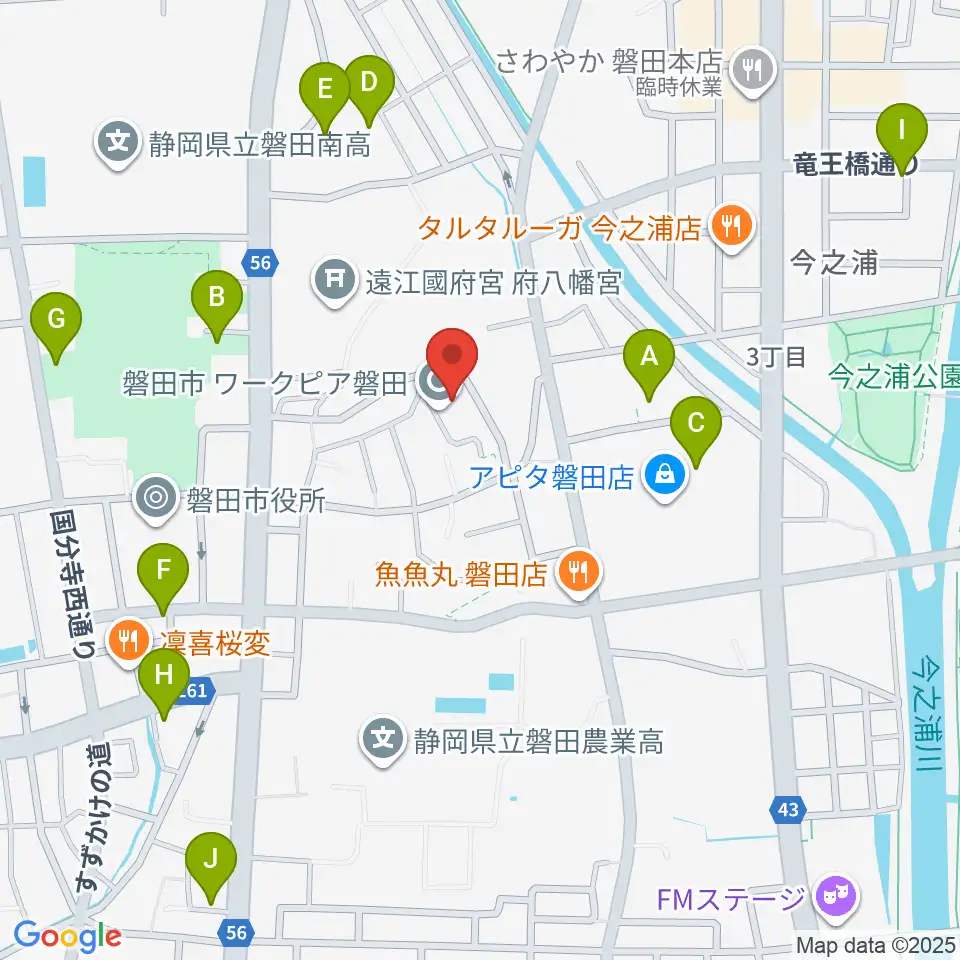 ワークピア磐田周辺の駐車場・コインパーキング一覧地図