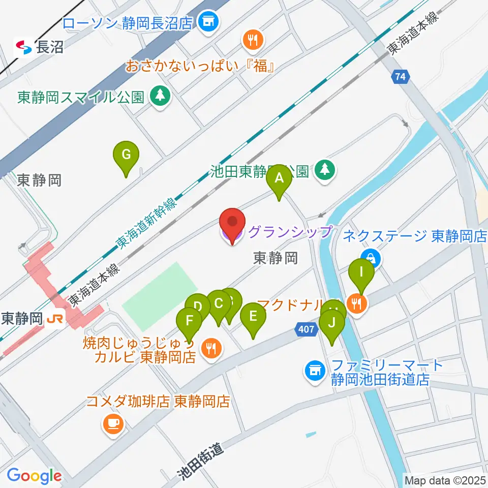 グランシップ周辺の駐車場・コインパーキング一覧地図