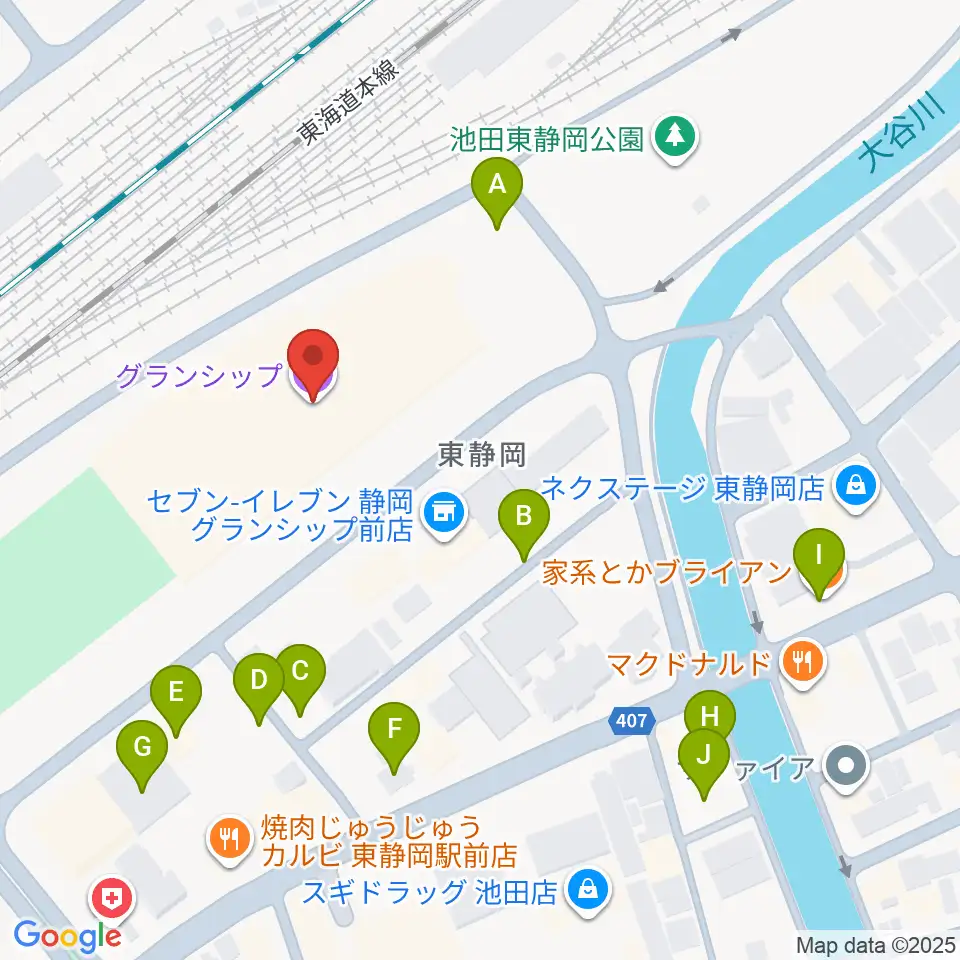 グランシップ周辺の駐車場・コインパーキング一覧地図