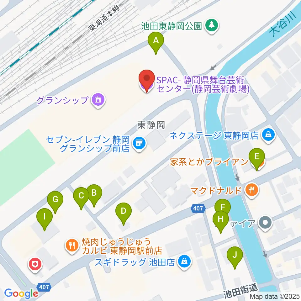 静岡芸術劇場周辺の駐車場・コインパーキング一覧地図