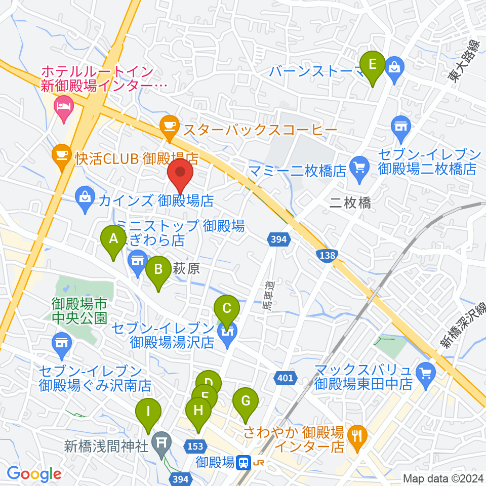 御殿場市民会館周辺の駐車場・コインパーキング一覧地図