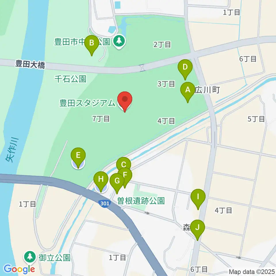 豊田スタジアム周辺の駐車場・コインパーキング一覧地図