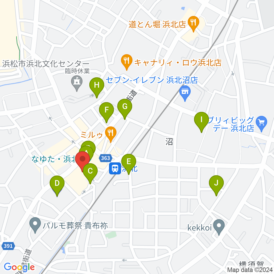 なゆた・浜北 なゆたホール周辺の駐車場・コインパーキング一覧地図