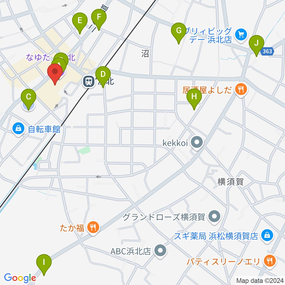 なゆた・浜北 なゆたホール周辺の駐車場・コインパーキング一覧地図