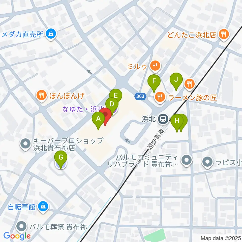 なゆた・浜北 なゆたホール周辺の駐車場・コインパーキング一覧地図