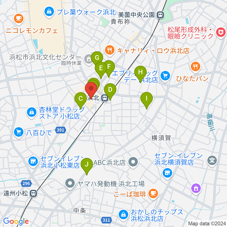 なゆた・浜北 練習室周辺の駐車場・コインパーキング一覧地図