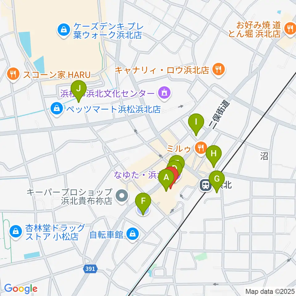 なゆた・浜北 練習室周辺の駐車場・コインパーキング一覧地図