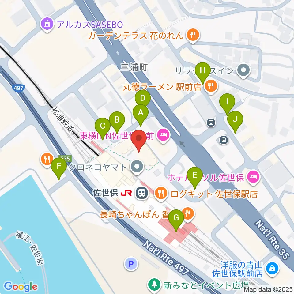 島村楽器 えきマチ1丁目佐世保店周辺の駐車場・コインパーキング一覧地図