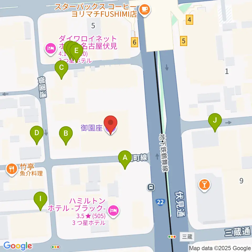 御園座周辺の駐車場・コインパーキング一覧地図