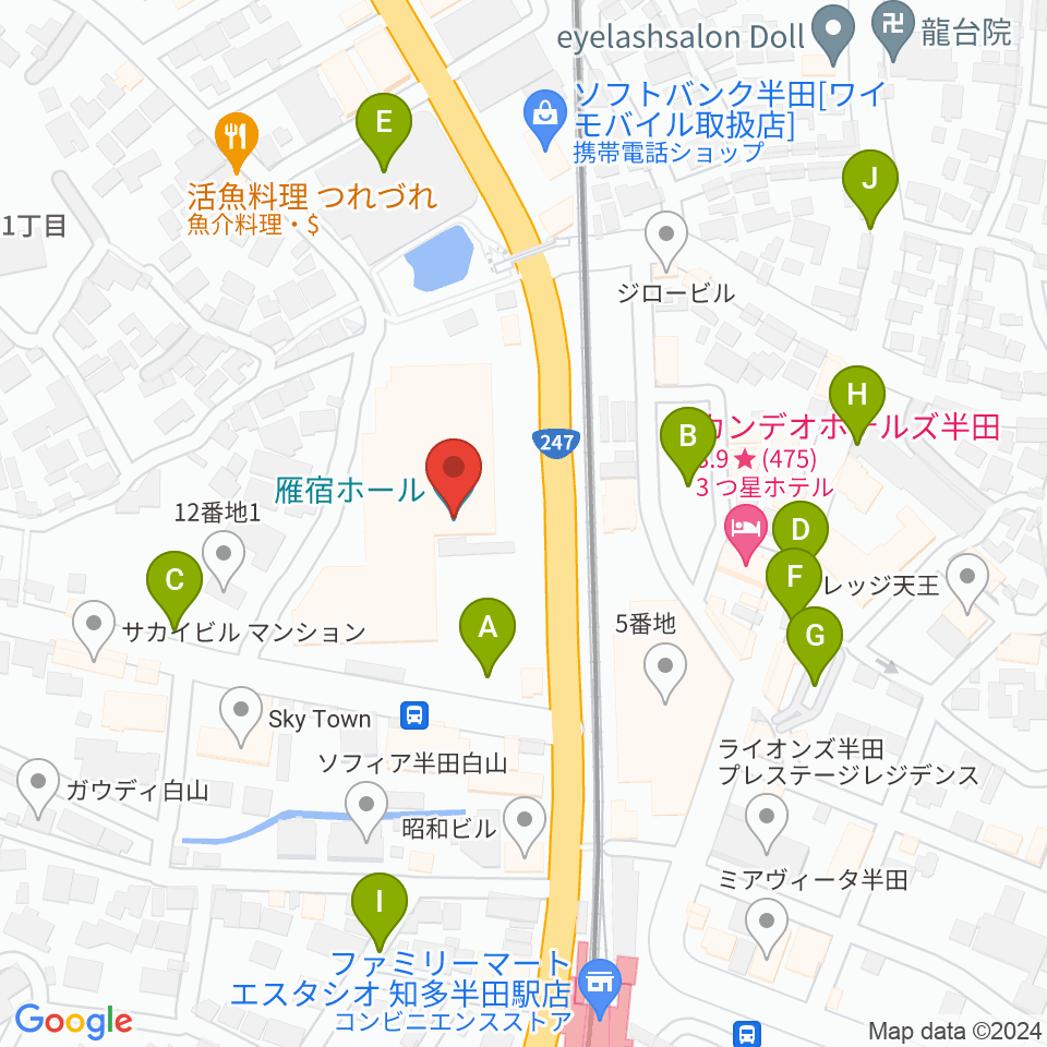 瀧上工業雁宿ホール周辺の駐車場・コインパーキング一覧地図