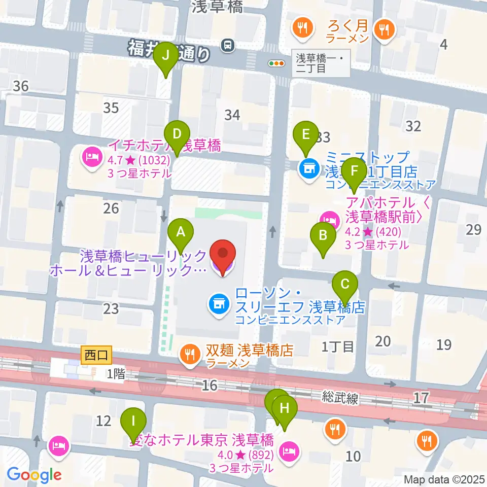 浅草橋ヒューリック ホール＆ヒューリック周辺の駐車場・コインパーキング一覧地図