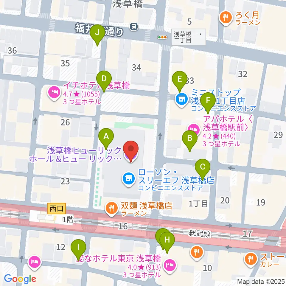 浅草橋ヒューリック ホール＆ヒューリック周辺の駐車場・コインパーキング一覧地図