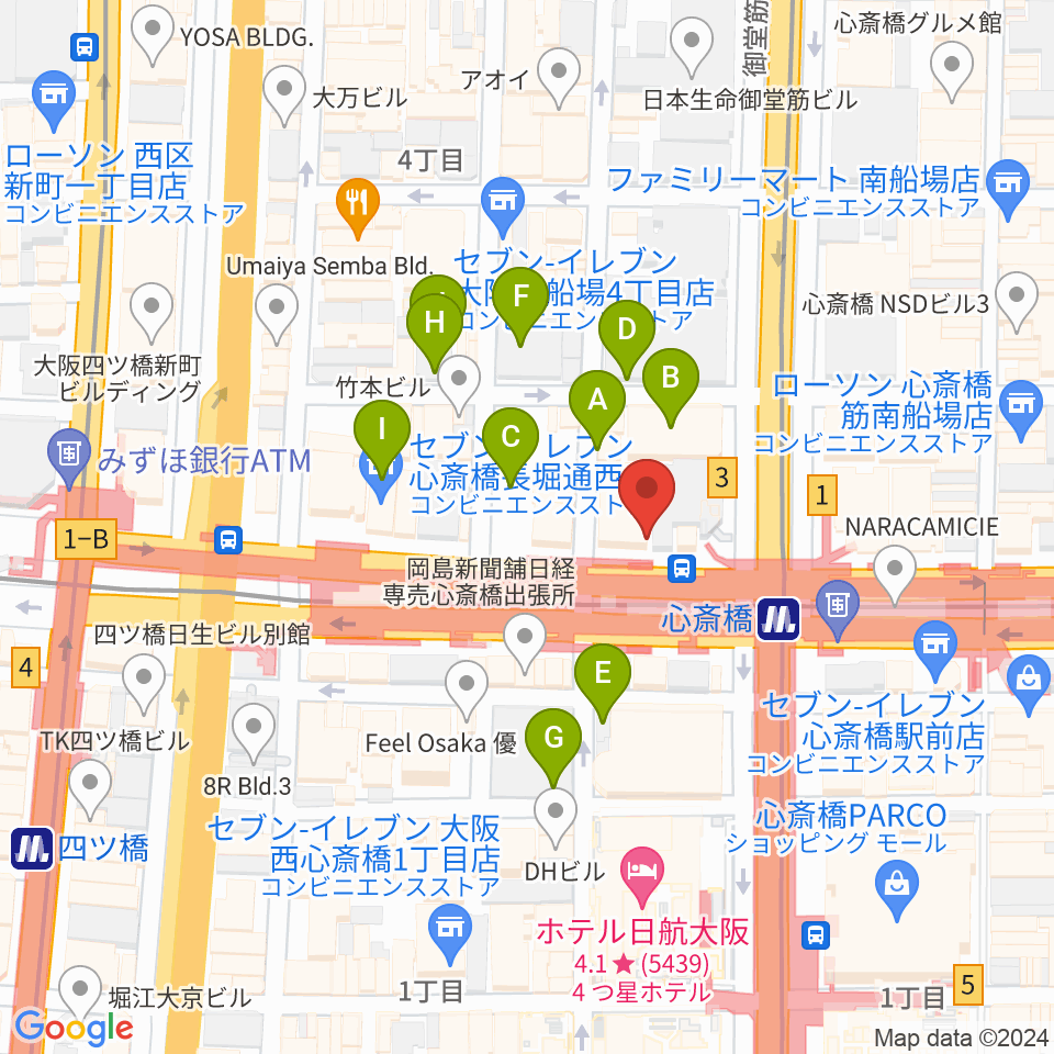 心斎橋VARON周辺の駐車場・コインパーキング一覧地図