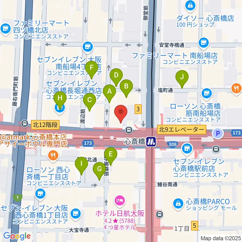 心斎橋VARON周辺の駐車場・コインパーキング一覧地図