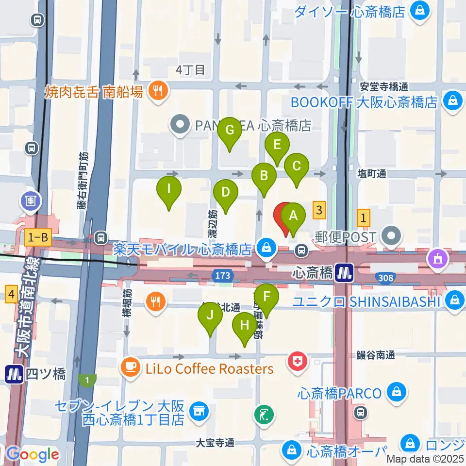 心斎橋VARON周辺の駐車場・コインパーキング一覧地図