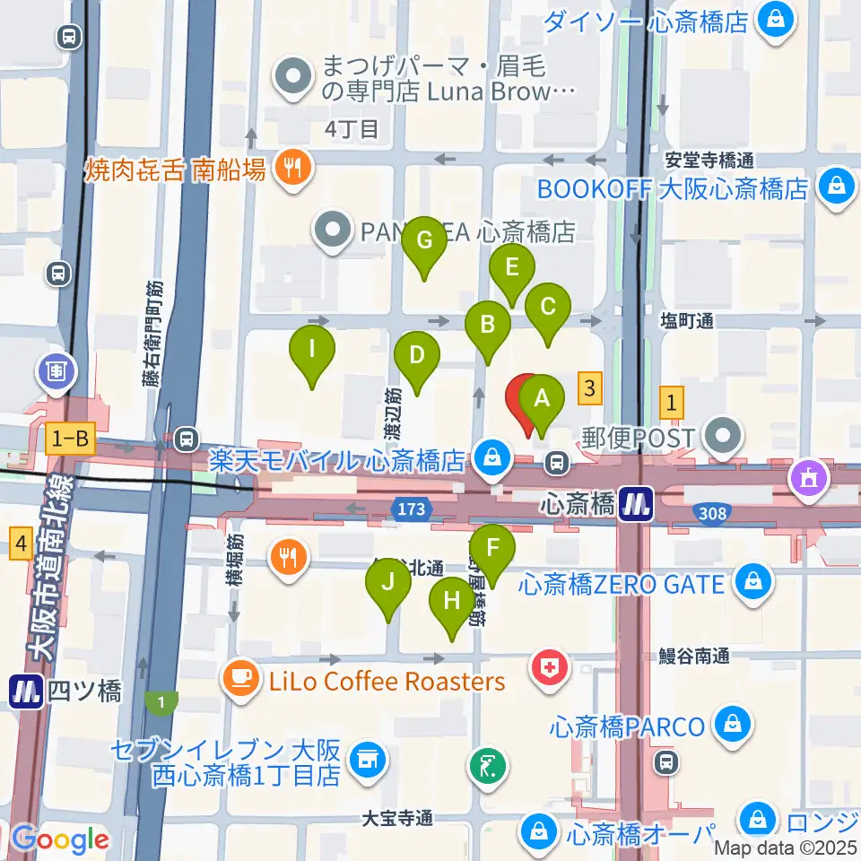 心斎橋VARON周辺の駐車場・コインパーキング一覧地図