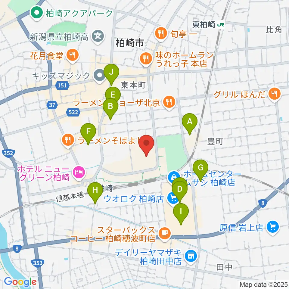 柏崎市文化会館アルフォーレ周辺の駐車場・コインパーキング一覧地図